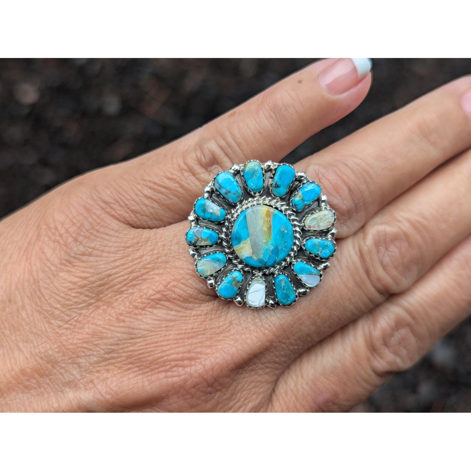 Navajo Jewelry Turquoise Ring Handmade Native American Adjustable