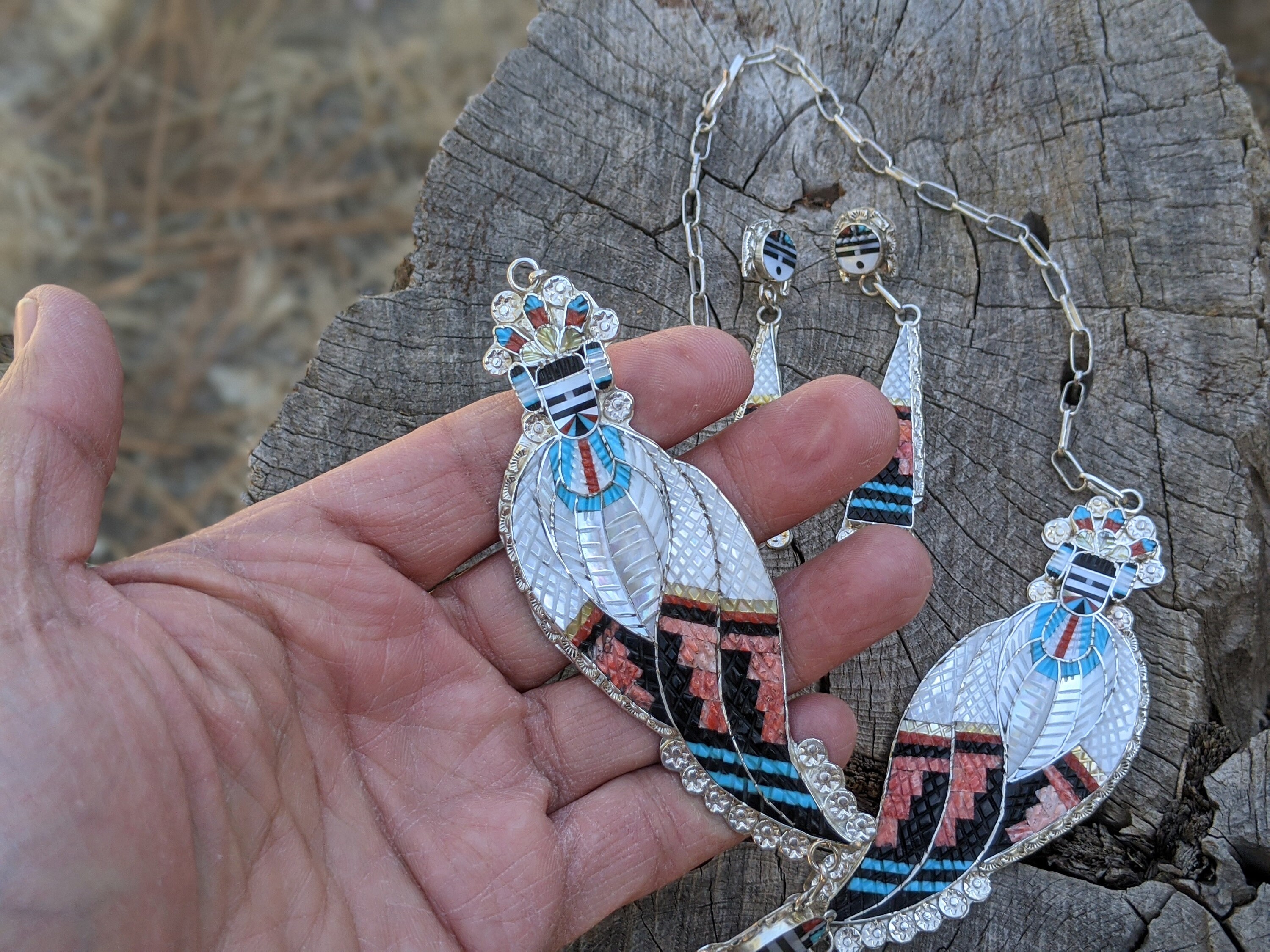 Vintage Zuni Necklace and Earrings Set Rare Corn Maiden Etsy