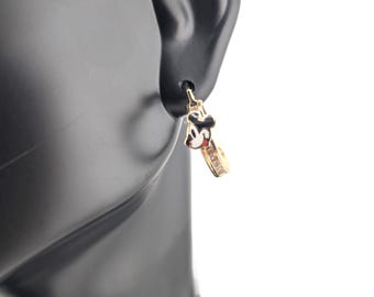 Damen 14k Gold Mickey Mouse Cubic Zirkonia Neuheit Ohrringe mit Creolen Verschluss