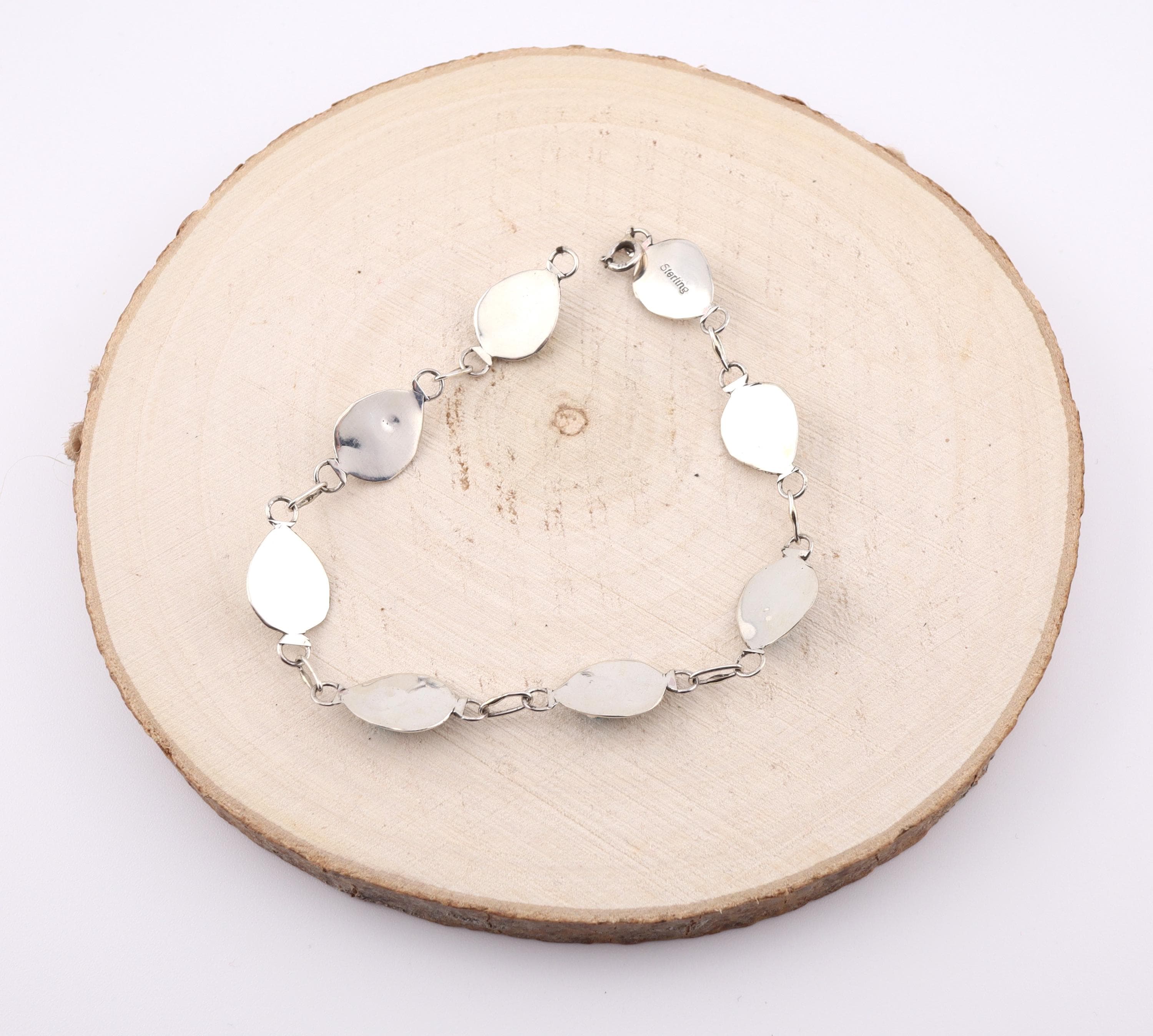 ブレスレット Mini Navajo Bear Bracelet #7965 Navajo Mini Bear Paw Link Bracelet Turquoise Stone Handmade