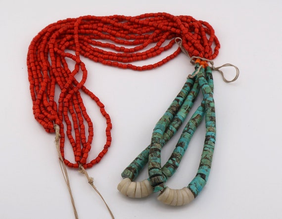Vintage Native American Turquoise Necklace - Hand… - image 10