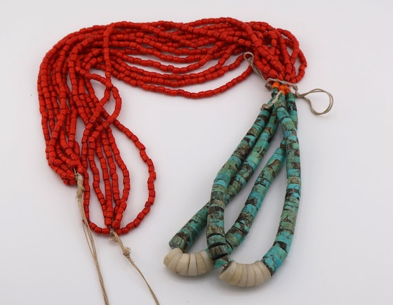 Native American 428 Gram Most Unique Vintage Santo Domingo Jacla Turquoise Necklace Old Native American 428 Gram Most Unique Vintage Santo Domingo Jacla Turquoise Necklace Old