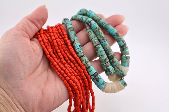 Vintage Native American Turquoise Necklace - Hand… - image 6
