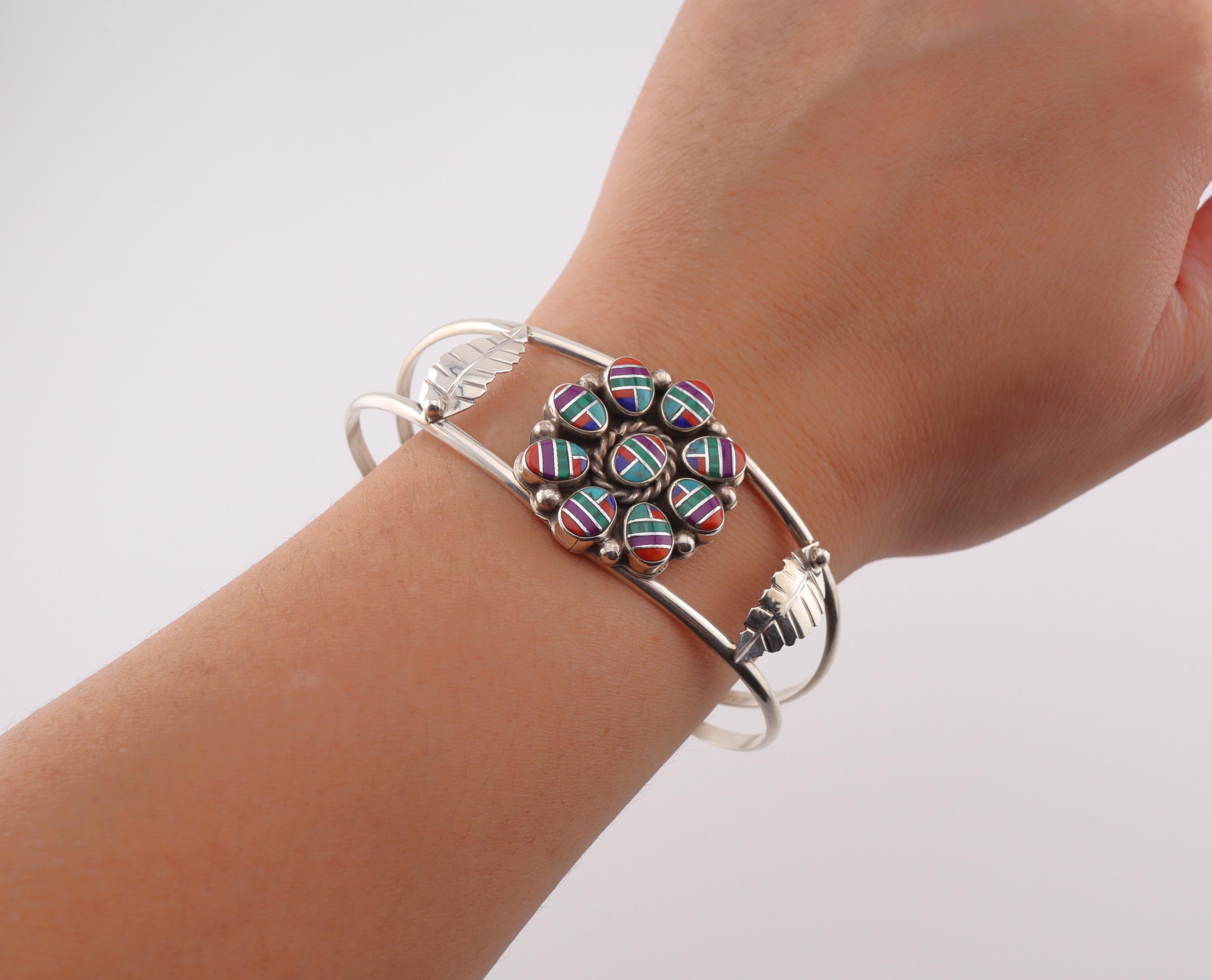 ネイティブアメリカン スターリングシルバー マルチストーンインレイ