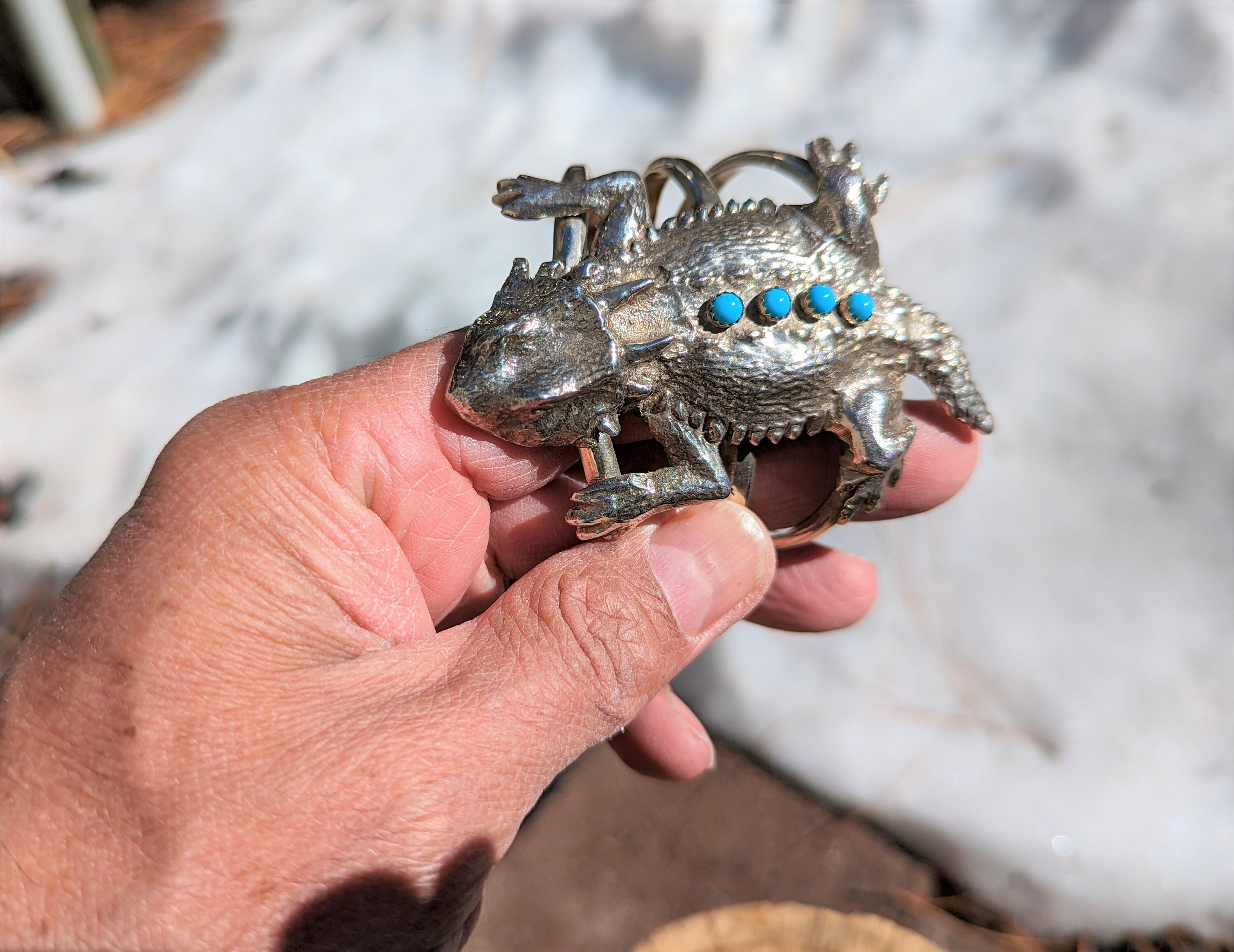 Symbolic Important Vintage Navajo 'Arrowhead Protector' Toad Native American Jewelry Silver Pin Pendant Symbolic Important Vintage Navajo 'Arrowhead Protector' Toad Native American Jewelry Silver Pin Pendant