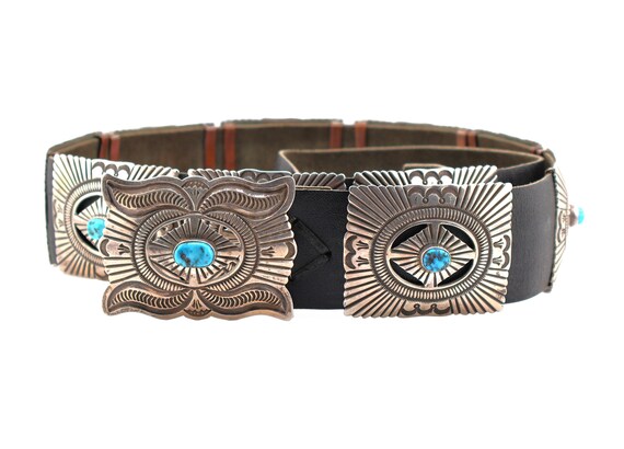 Huge 629 Gram Turquoise Slab Rare Native American Navajo Sterling Silver Concho Belt Huge 629 Gram Turquoise Slab Rare Native American Navajo Sterling Silver Concho Belt