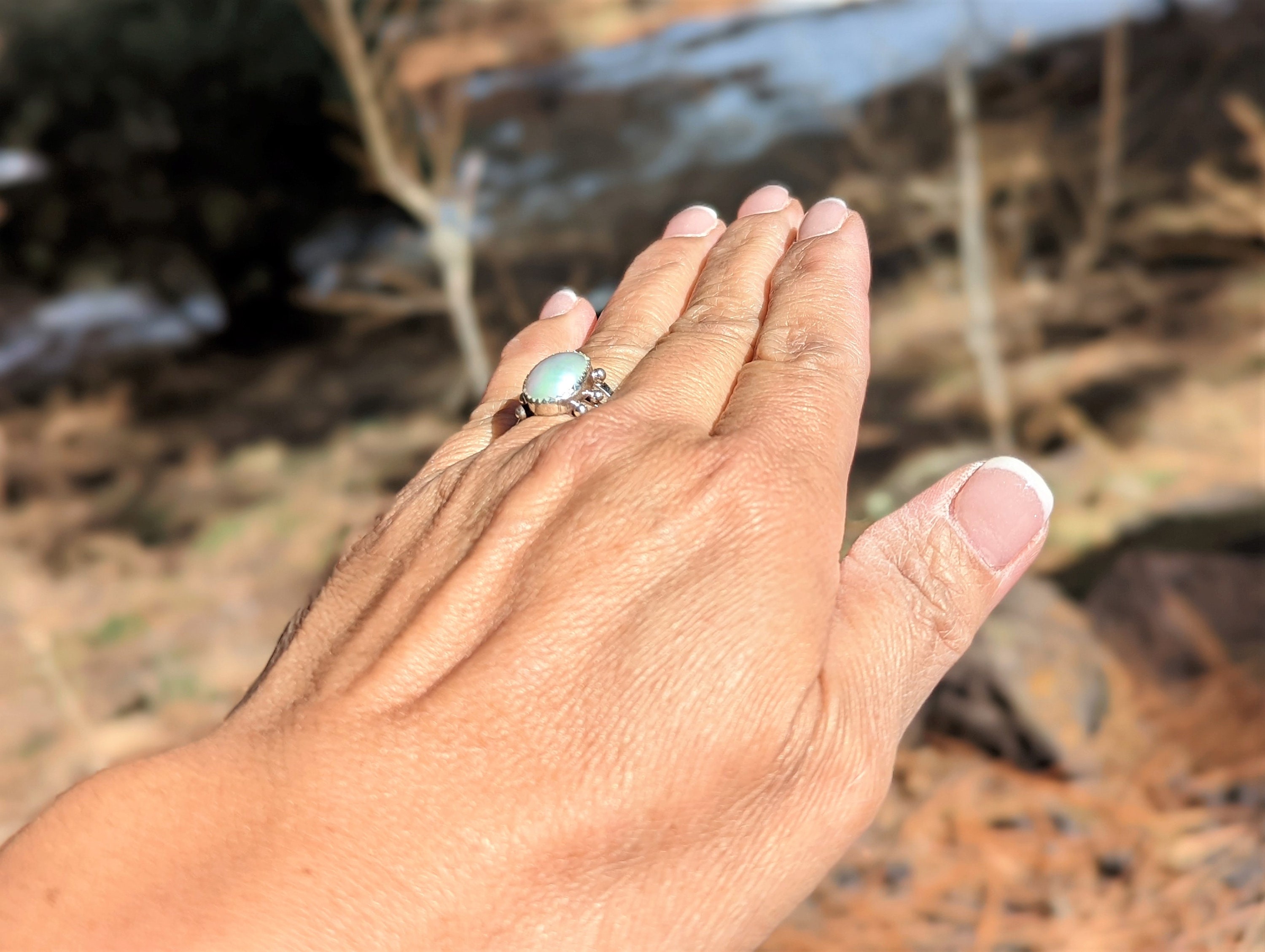 Vintage Navajo Mother of Pearl and Sterling Silver Ring - Etsy