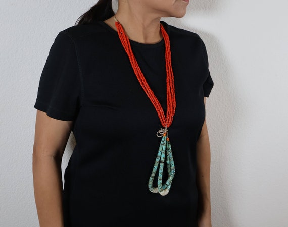 Vintage Native American Turquoise Necklace - Hand… - image 9