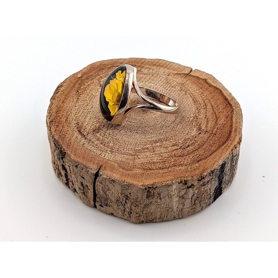 Handcrafted Cherry Amber Ring Reverse Intaglio Ro… - image 9