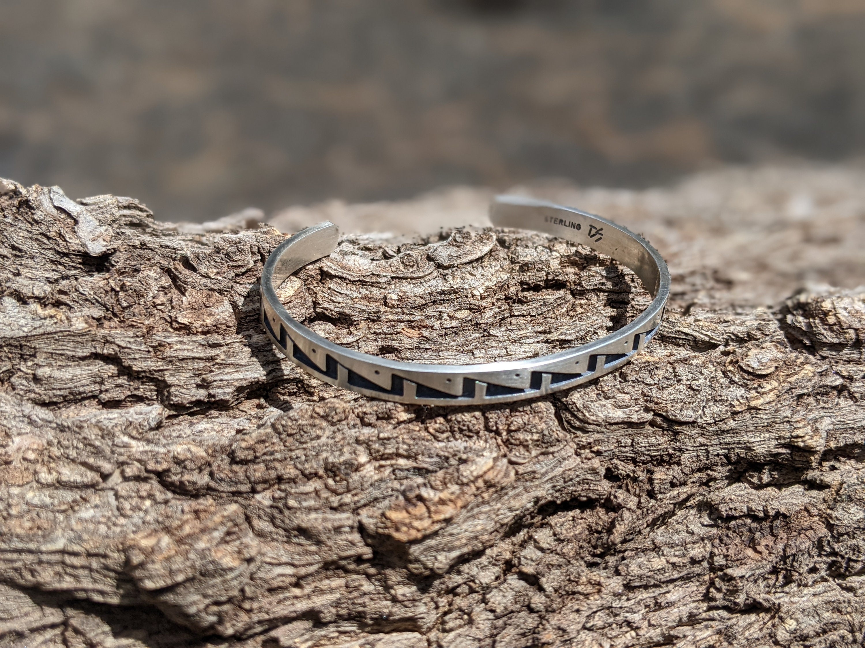 Native American Jewlry Hopi Thin Bracelet Tribal Sterling Native American Jewlry Hopi Thin Bracelet Tribal Sterling