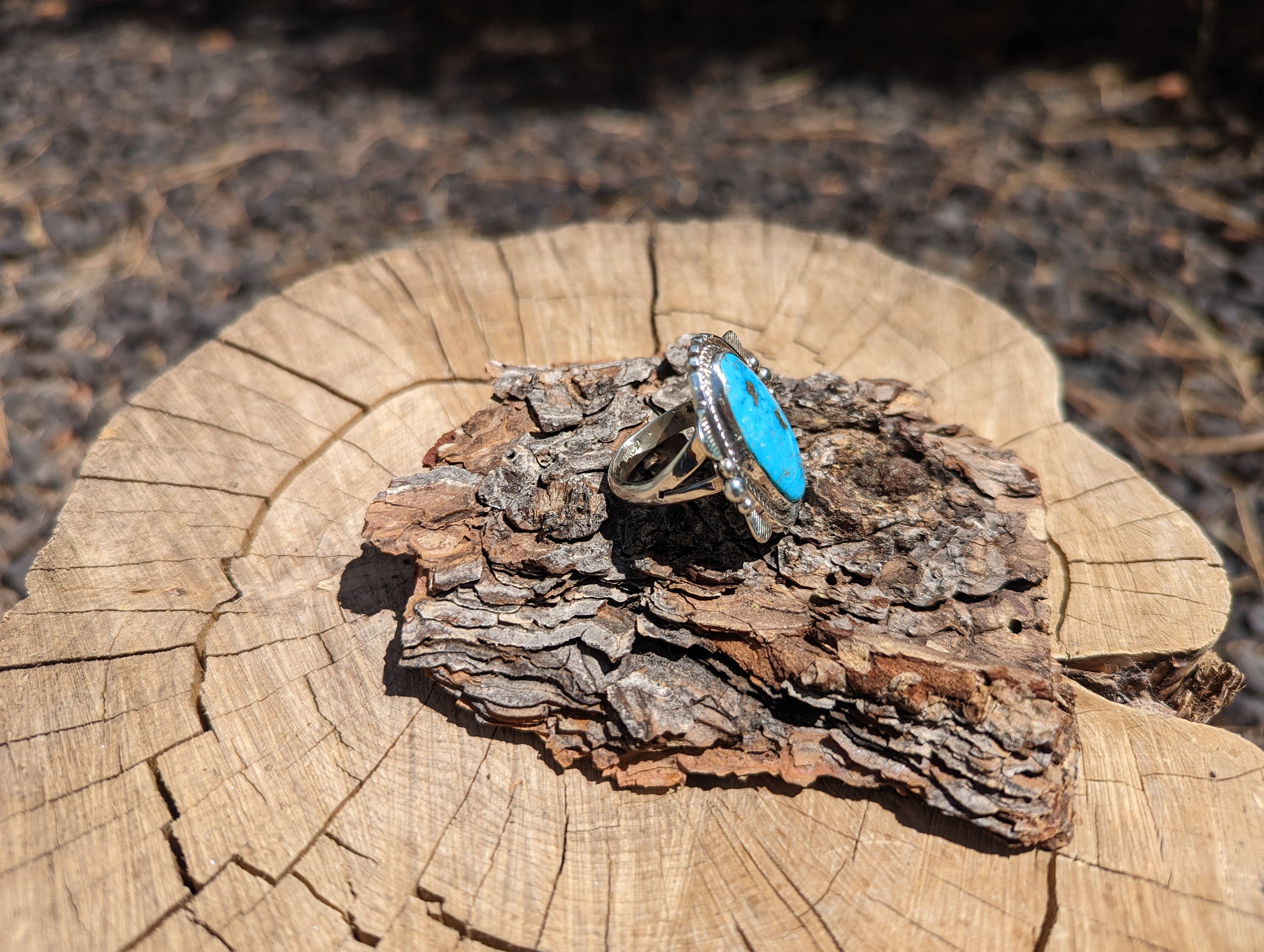 Navajo Ring, Kingman Turquoise W/pyrite Size 10.5, Sterling Navajo Ring, Kingman Turquoise W/pyrite Size 10.5, Sterling