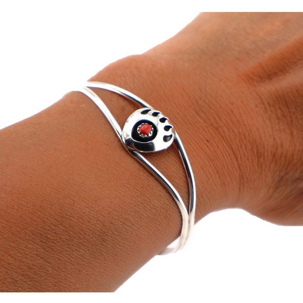 Handcrafted Native American Bracelets: Authentic Artistry in Sterling Silver, Coral and More - Shop Unique Jewelry Now! Sz 6.25in