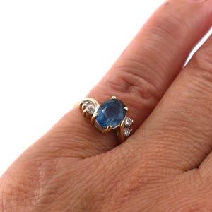 Vintage Women's Blue Spinel and Diamonds Ring 14KP GOLD Jewelry Size 4.25
