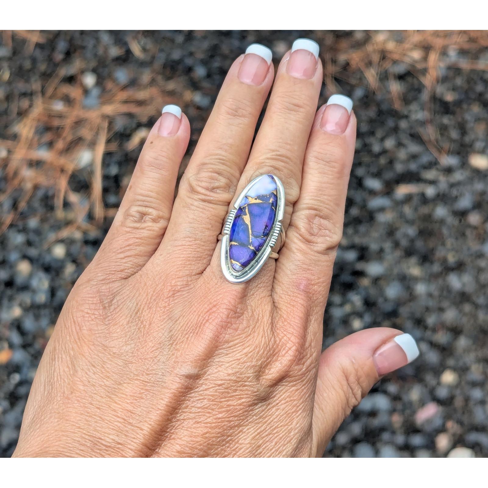 Navajo Ring Purple Dahlia Handcrafted Native American Jewelry Sz
