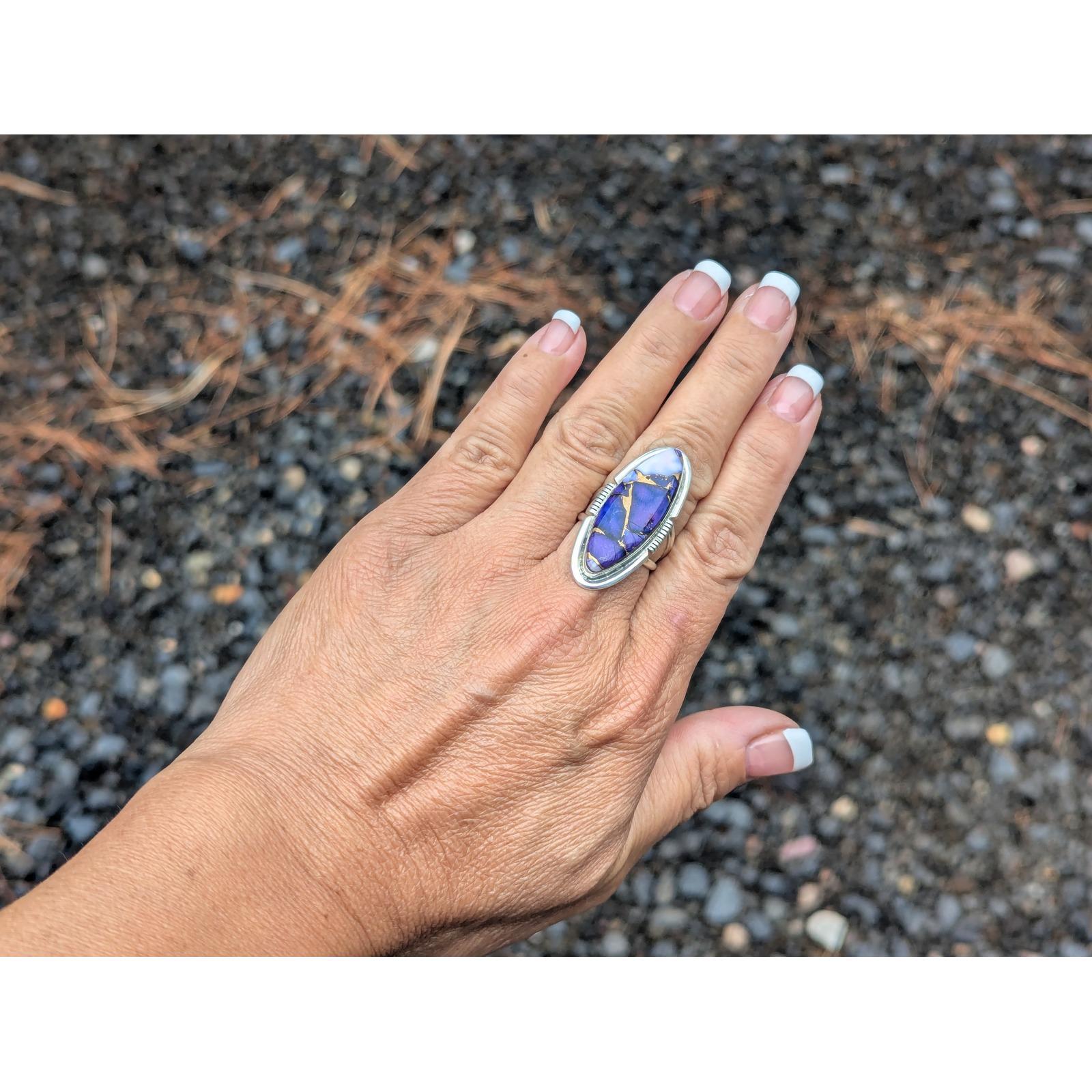 Navajo Ring Purple Dahlia Handcrafted Native American Jewelry Sz