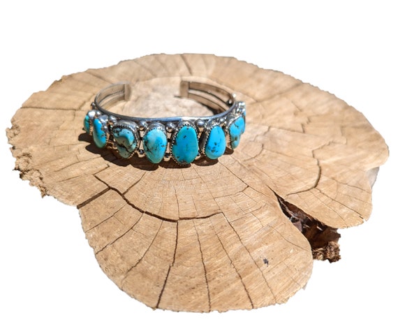 Rare Vintage Zuni Native American Blue Gem Turquoise Sterling Silver Bracelet Rare Vintage Zuni Native American Blue Gem Turquoise Sterling Silver Bracelet