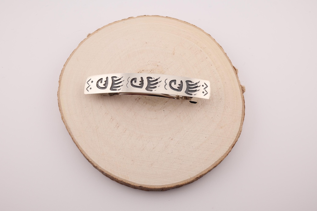Navajo Sterling Silver Hair Clip Barrette: Bear Claw Design  display picture 3