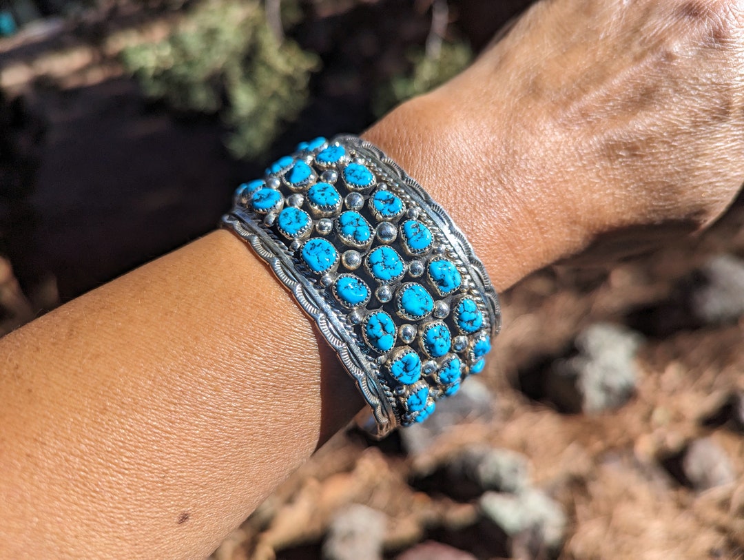 Handcrafted Navajo Turquoise Bracelet Genuine Sterling  display picture 1