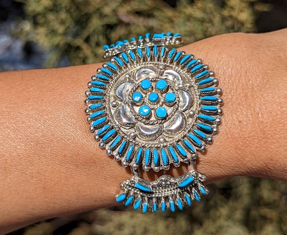 Gorgeous Zuni Kingman Turquoise Sterling Silver Bracelet Native American Gorgeous Zuni Kingman Turquoise Sterling Silver Bracelet Native American