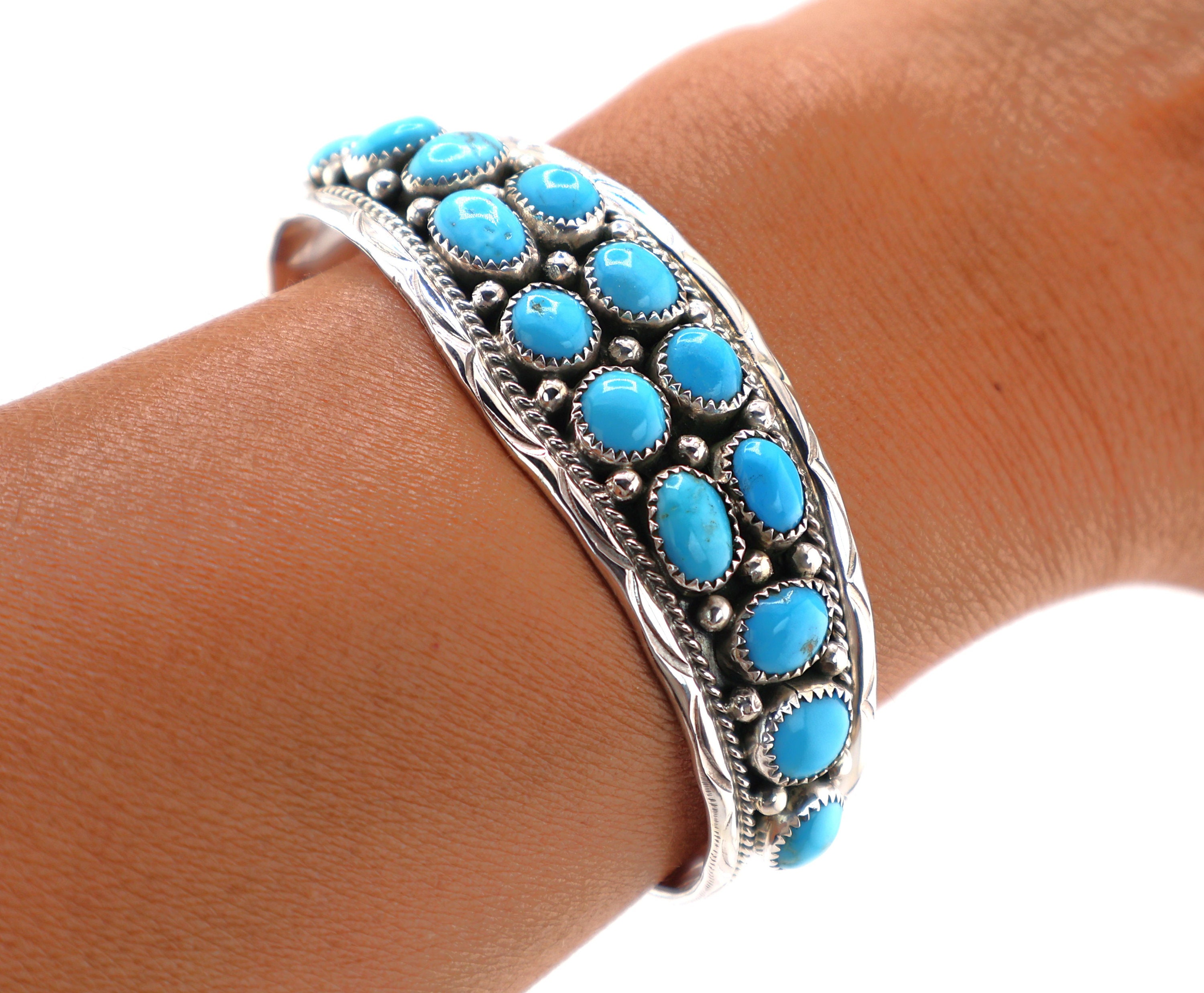 Navajo Bracelet .925 Silver Castle Dome Turquoise Artist