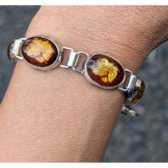 Handcrafted Cherry Amber Bracelet Reverse Intagli… - image 3