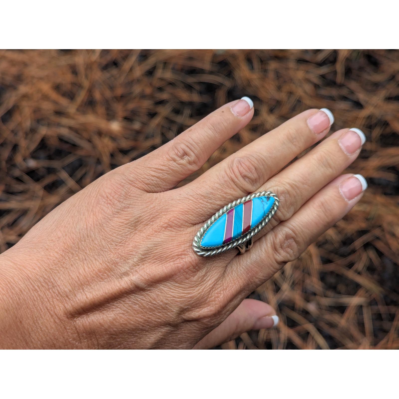 Vintage Native American Turquoise Ring RARE Navajo Signed Kee