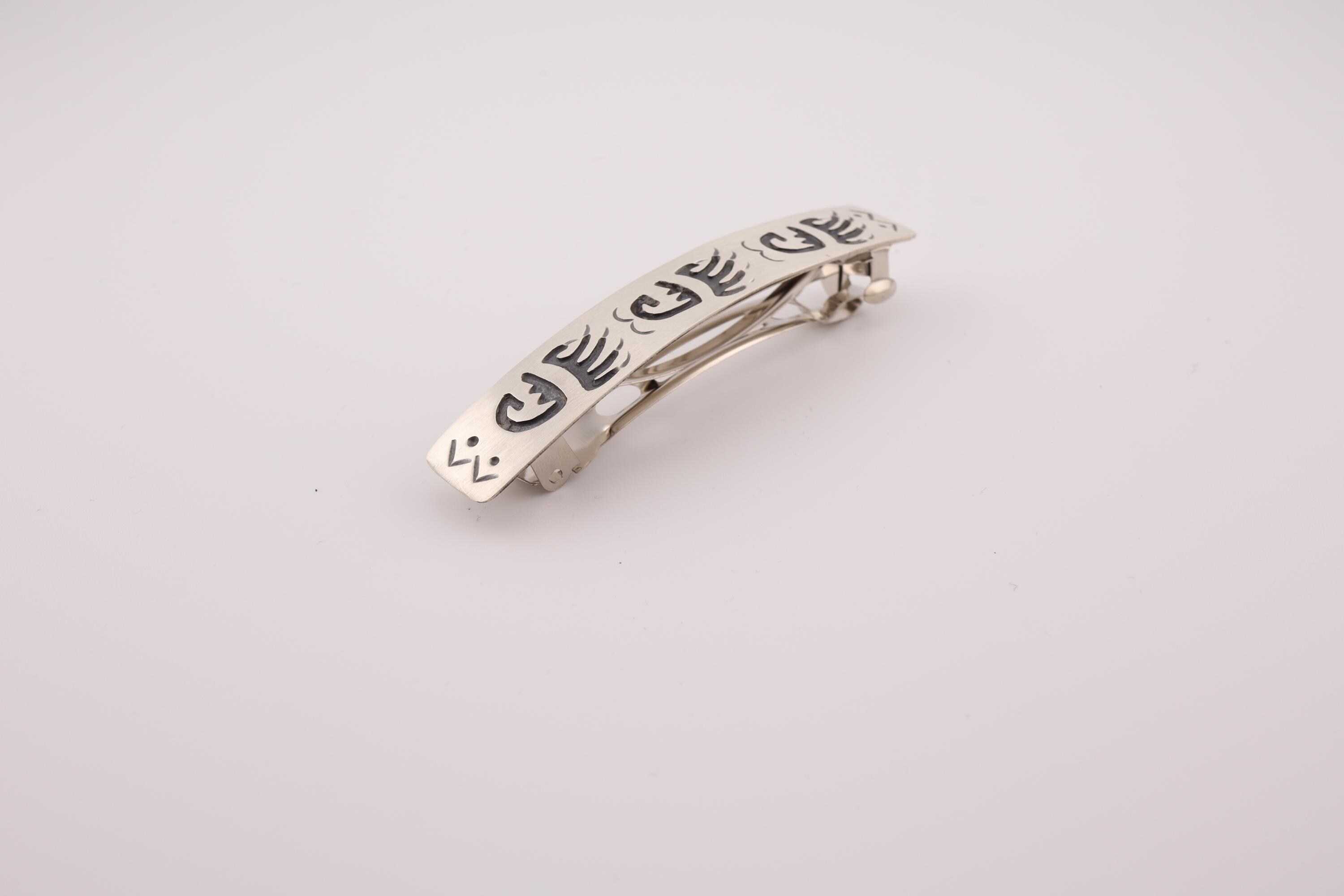 Navajo Sterling Silver Hair Clip Barrette: Bear Claw Design  display picture 1