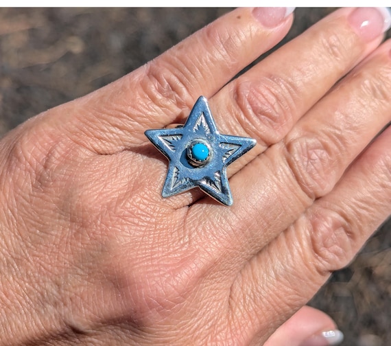 ナバホ キングマン ターコイズ スター リング ハンドメイド ネイティブ