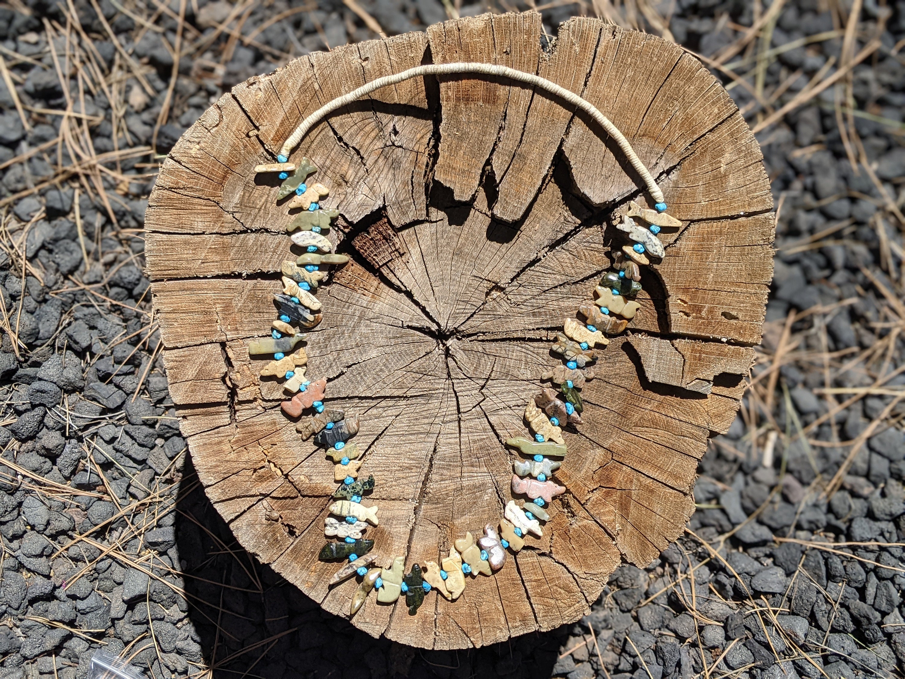 Vintage Zuni Fetish Necklace, Natural Stone & Turquoise, Native