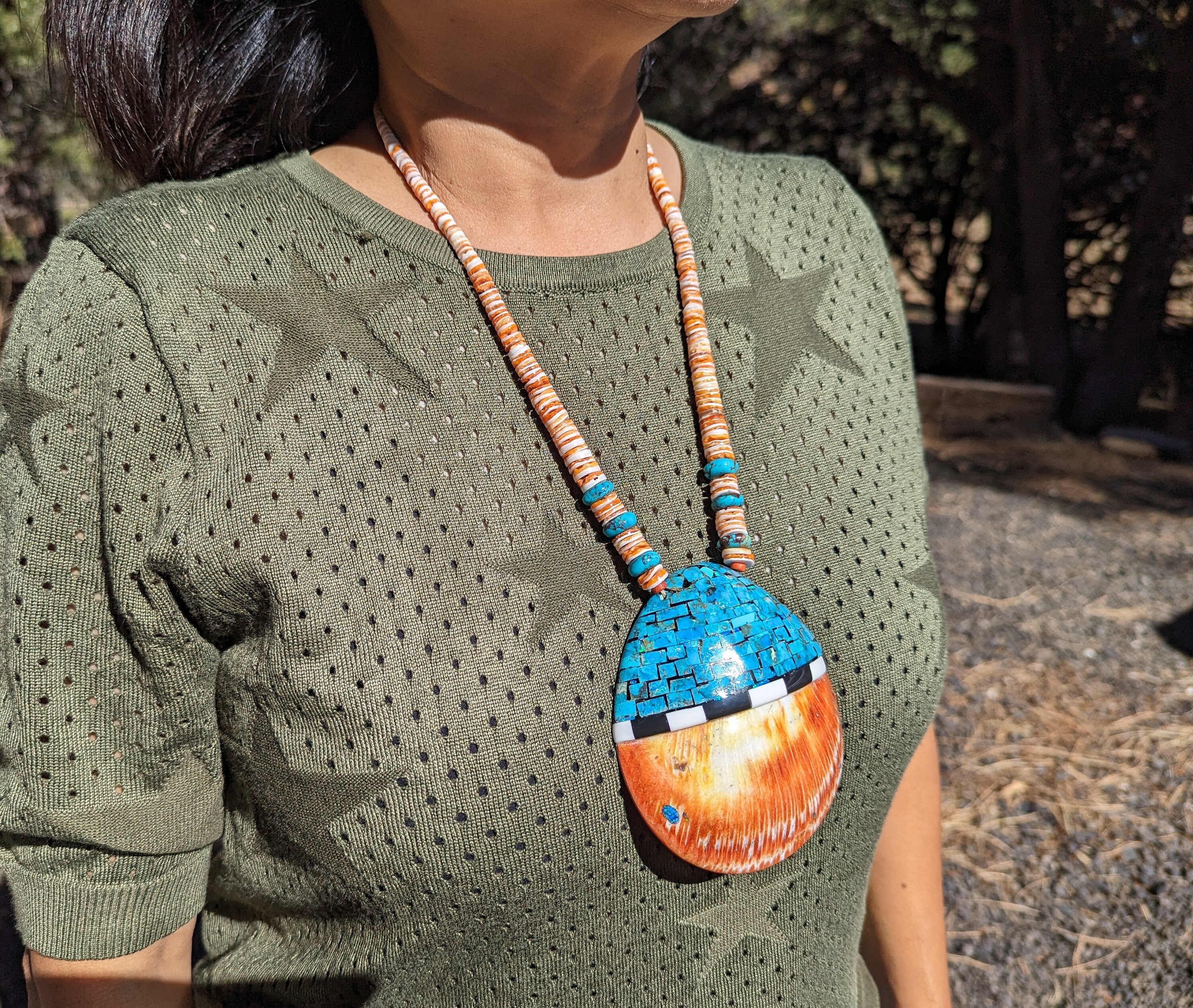 Native American Important Chris Nieto Santo Domingo Turquoise Sterling Silver Necklace Native American Important Chris Nieto Santo Domingo Turquoise Sterling Silver Necklace