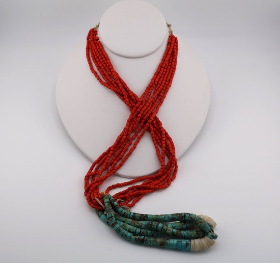 Vintage Native American Turquoise Necklace - Hand… - image 2