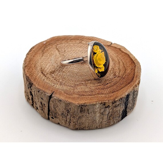 Handcrafted Cherry Amber Ring Reverse Intaglio Ro… - image 5