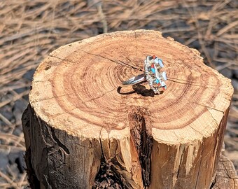 Native American Jewelry Zuni Multi Sun Face Inlay Ring