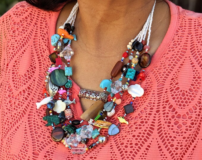 Zuni Animal Fetish Treasure Necklace Large Stones Tribal Etsy