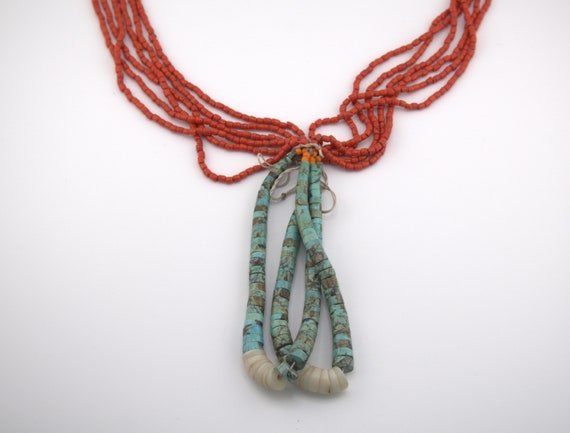Vintage Native American Turquoise Necklace - Hand… - image 8