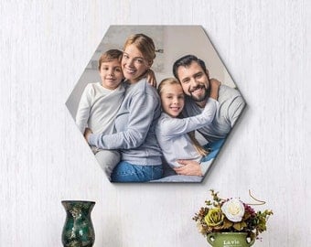 Hexagon Canvas Prints - Tela fotografica personalizzata allungata su cornice in legno a forma esagonale, arte murale su tela esagonale, foto su tela esagonale