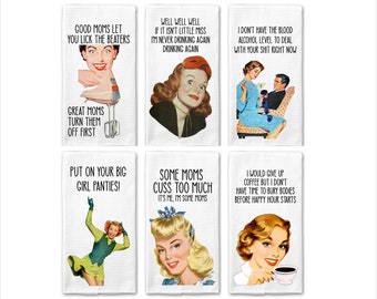 Retro Sassy Dishtowels IV|Funny Towel|Adult Humor|Housewarming Gift|Kitchen Towel