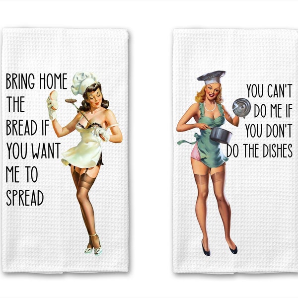 Pinup Girl Housewife Towels|Funny Towel|Adult Humor|Housewarming Gift