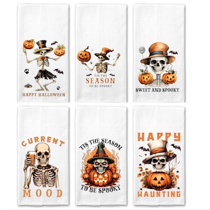 Halloween Skeletons|Skeleton Towels|Halloween Kitchen Towels|Halloween Dishtowels