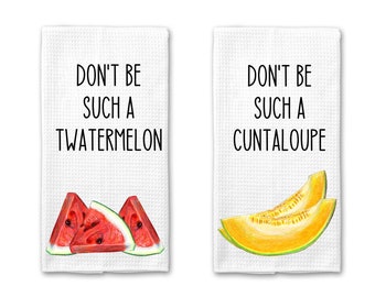 Twatermelon and Cuntaloupe Kitchen Towels|Funny Towel|Adult Humor|Housewarming Gift|Kitchen Towel