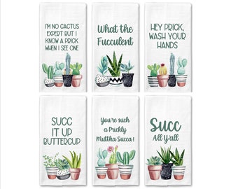 Sassy Succulent Kitchen Towels|Funny Towel|Adult Humor|Housewarming Gift
