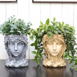 Head Planter Goodness Plant Pot Girl Flower Pot Decorative Girl Portrait Planter Indoor Outdoor Resin Face Flower Vase Container