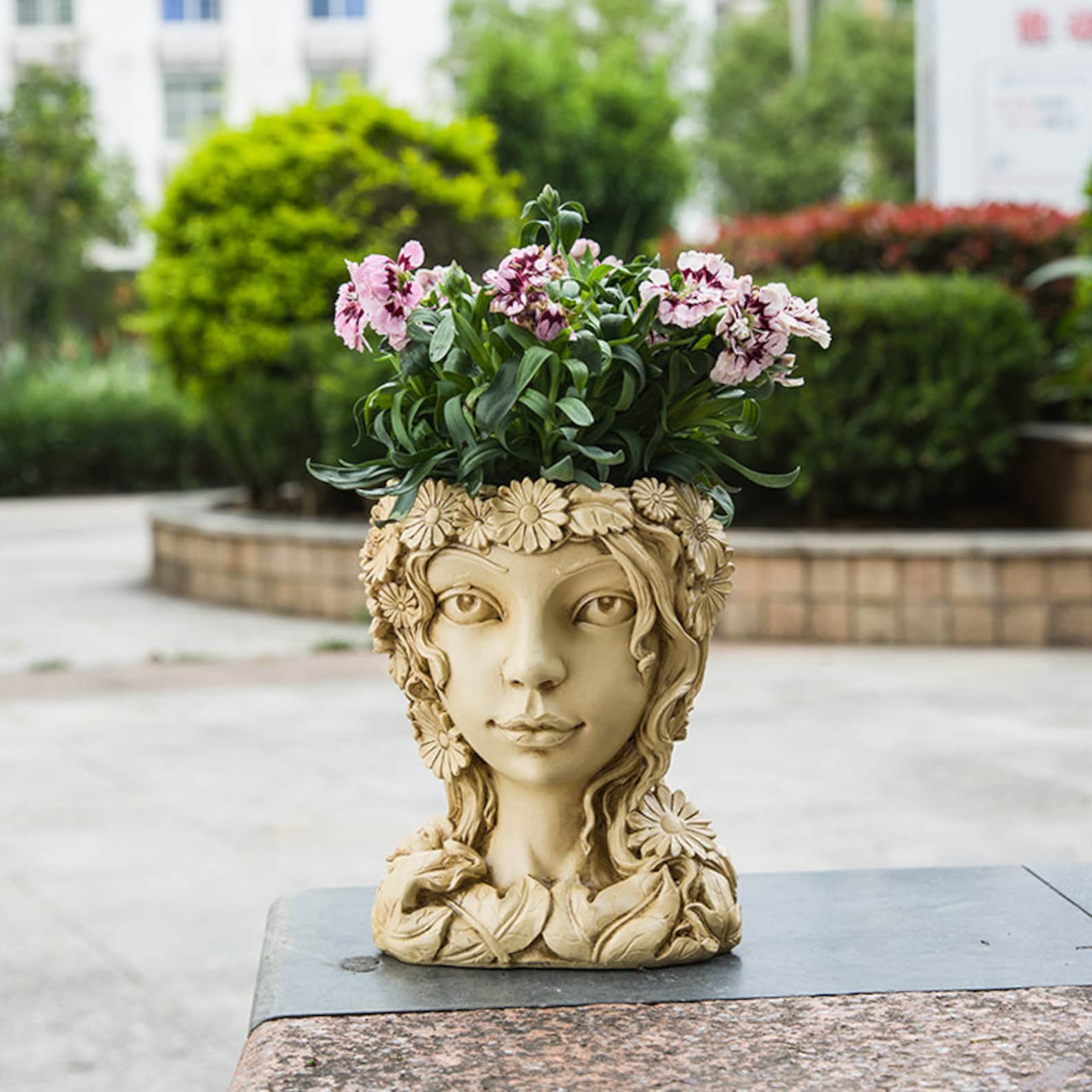 Girl Planter Lovely Head Flower Pot Decorative Plant Pot Etsy
