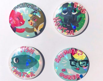 Animal Crossing Holo Buttons (44mm)