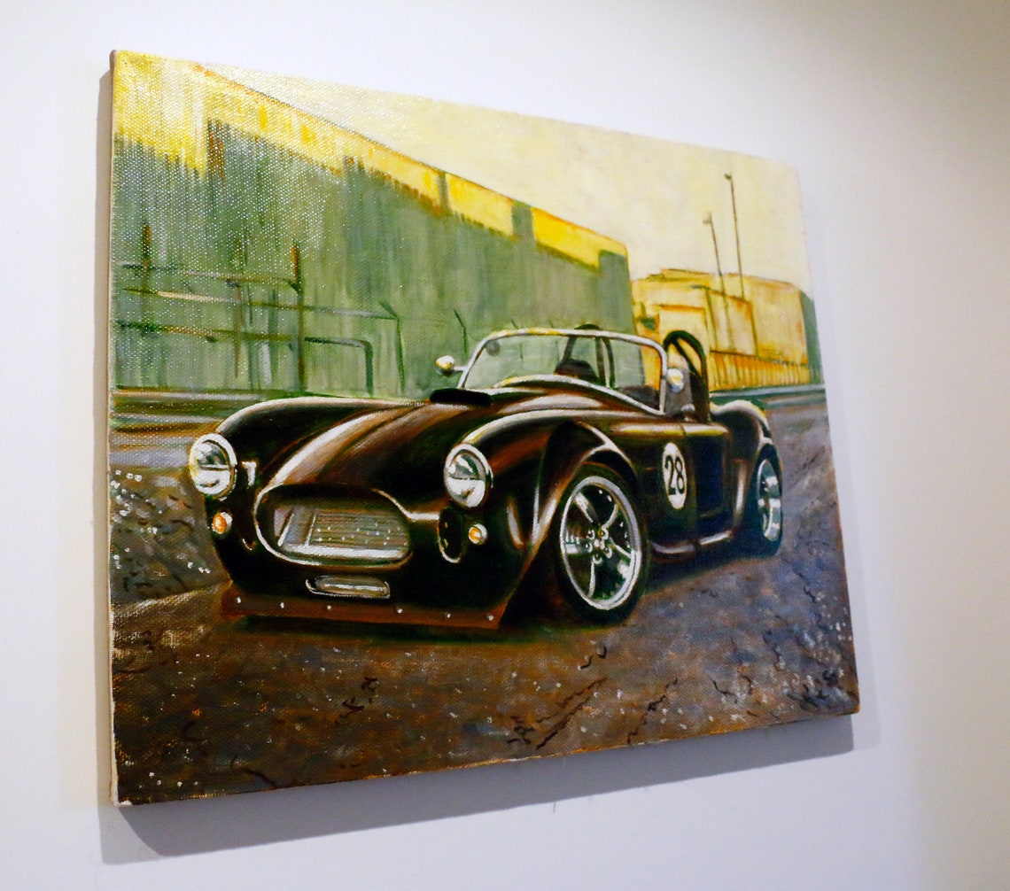 Vintage Car Painting on Canvas Oil Painting Original Art Etsy