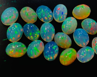 AAA Quality Welo Opal, Natural Ethiopian Opal, White Opal, Opal Cabochon for Jewelry Making, Multi Fire Opal, Opal Gemstone 3x5mm-7x9mm