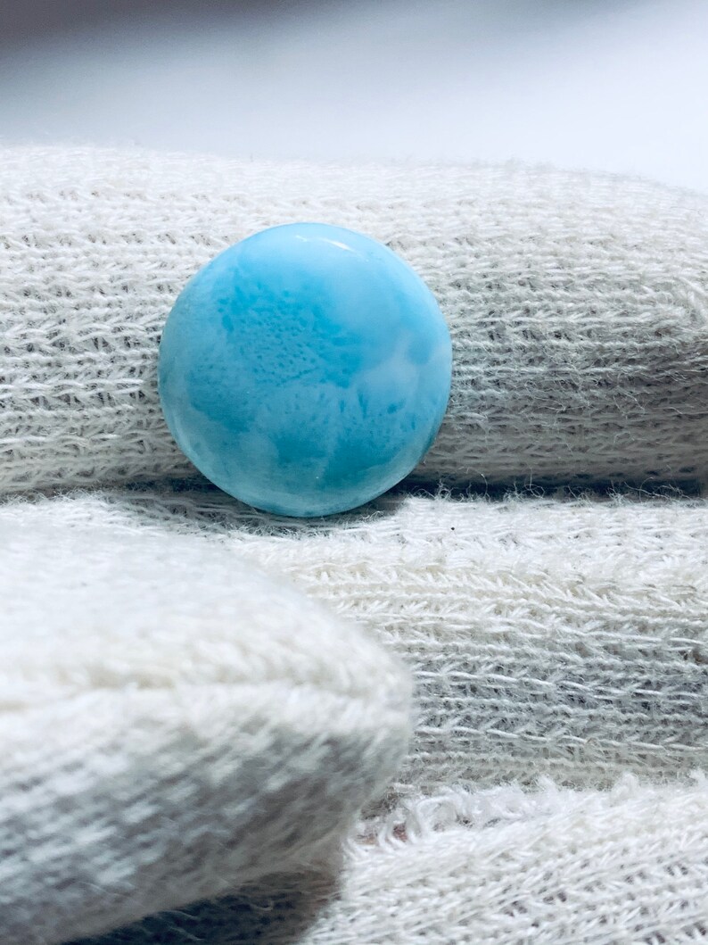 Aamazing Larimar cabs Wire wrapping larimar,Sky Blue Larimar S534 100/% Natural Larimar gemstone cabchon,Top Quality Larimar Round shape