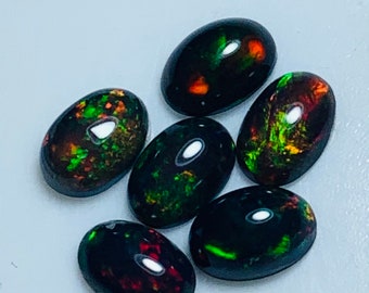 6X4MM AAA Quality Black Opal, Natural Ethiopian Opal, Black Opal Cabochons, Calibrated Black Opal Cabs, Welo Fire Opal, October Birthstone