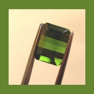 MAINE GREEN TOURMALINE - Mount Mica Maine – 9.5 x 7 mm Facetted Emerald Cut – Vintage Material - Made Between Massachusetts & Maine