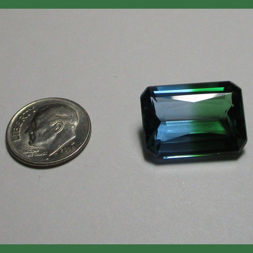 BICOLOR EARTH & SKY Fancy Quartz – 21 x 15 shops Millimeter Facetted Emerald Cut – Vintage – New Old Stock